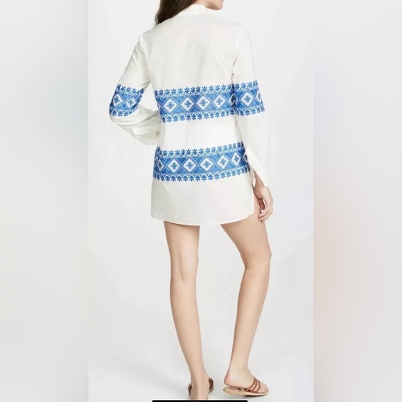 Tory Burch Stephanie Embroidered Coverup Tunic Top Ivory/blue Sz M NWT - Picture 6 of 13
